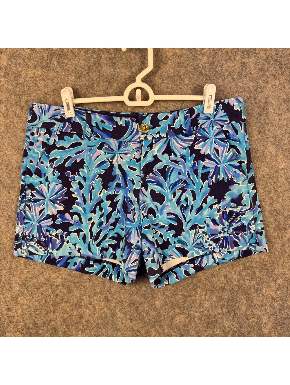 Lilly Pulitzer Callahan Knit Golf Shorts 001273 Turquoise Lavender Size 8 5” 780